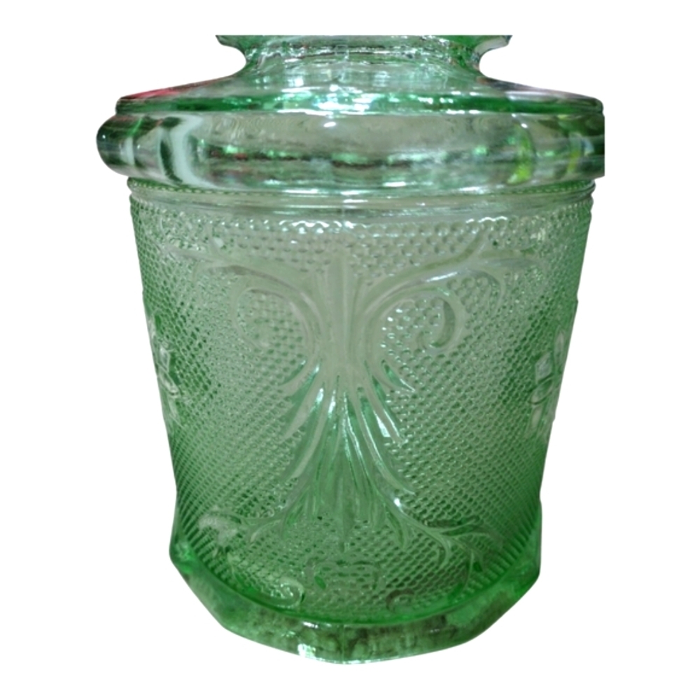 Vintage Tiara Sandwich Chantilly Green Canister By Indiana Glass - Picture 3 of 12